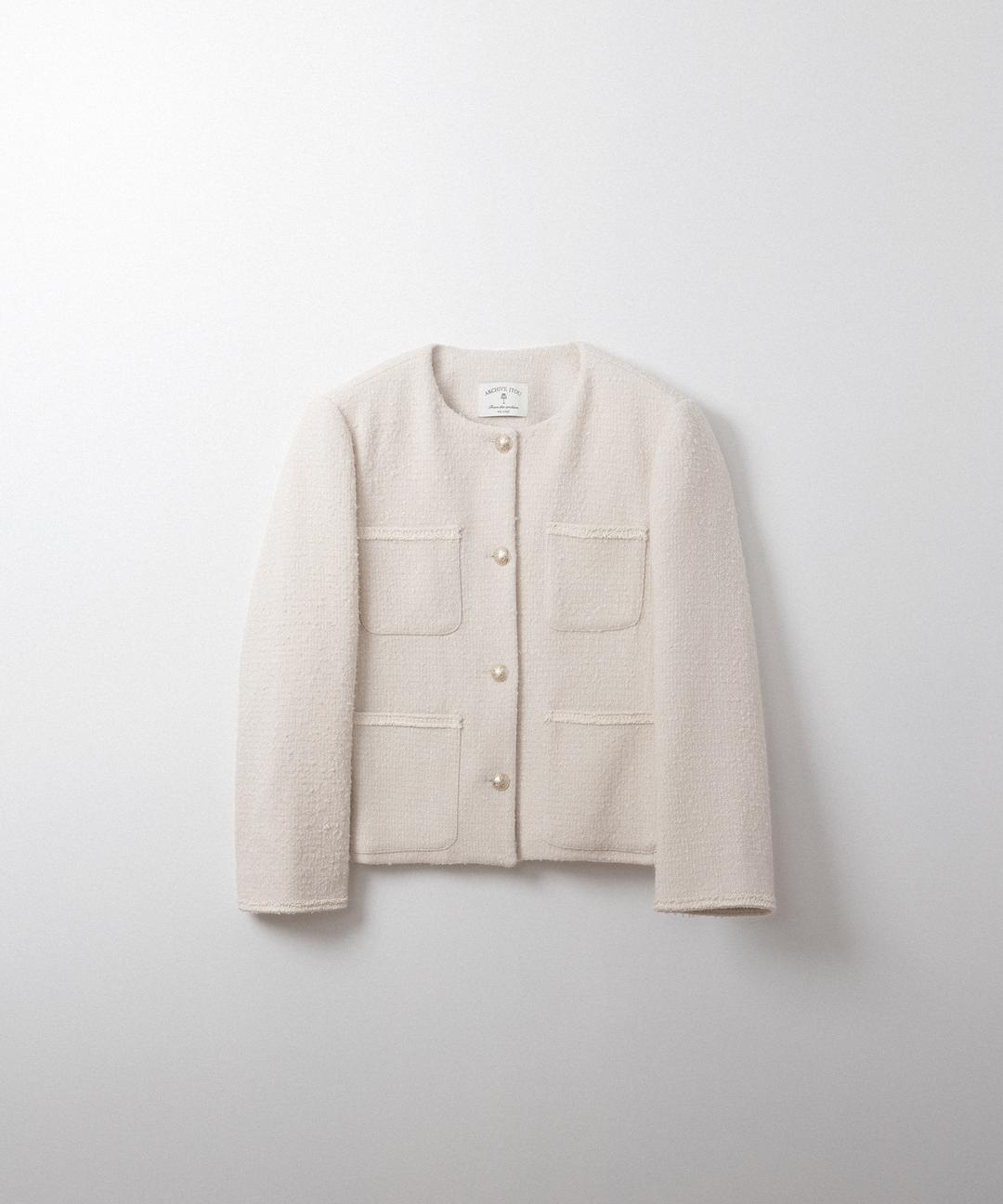 르네 트위드 자켓 (cream beige)