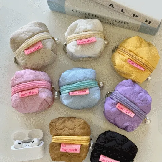 [1+1할인] 폭닥폭닥 파우치 키링 8color💛 하트 누빔 미니 파우치 버즈 에어팟 케이스 동전 지갑