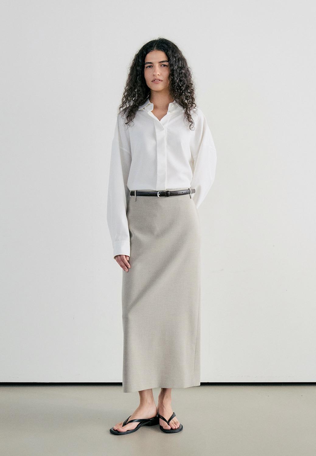 STANDARD FIT LONG SKIRT - SAND BEIGE