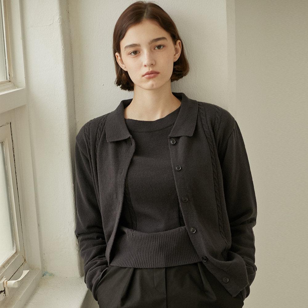 [논로컬]Cabled Collar Crop Cardigan [N21FWKN003YP]