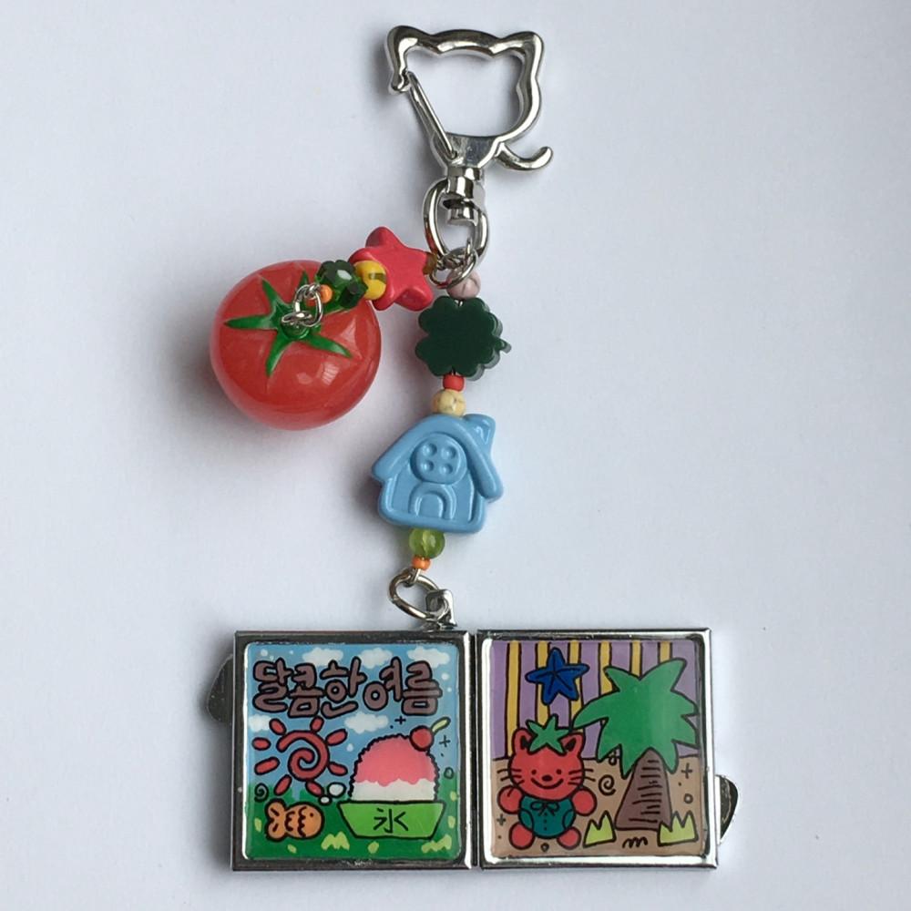 녹성 거울 키링 -  달콤한 여름의 야자수