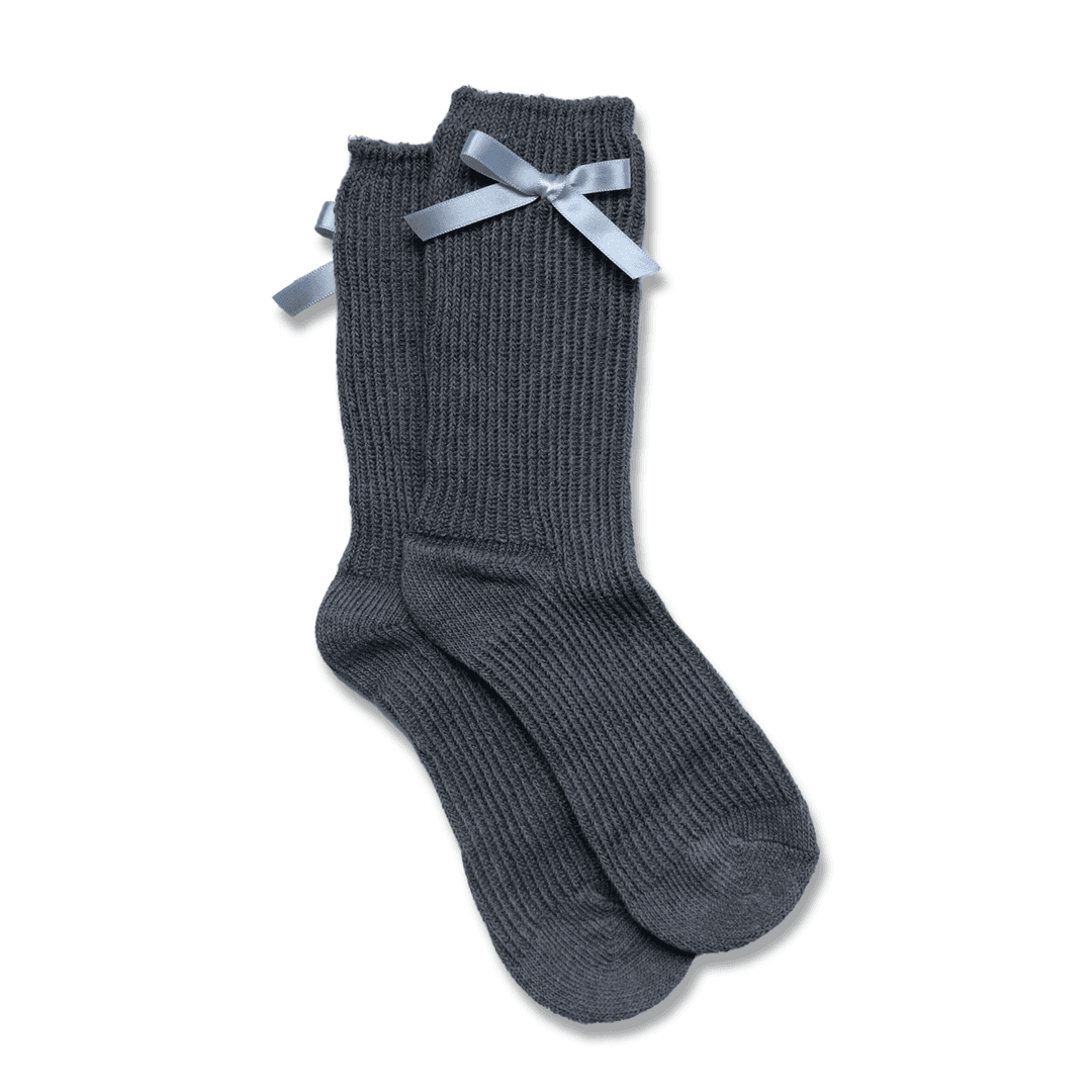 Knit ribbon socks_Gray