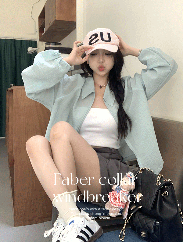 [봄신상🌷] 페이버 카라 바람막이 점퍼 JP6080봄 간절기 크롭 숏 루즈핏 오버핏 기본 베이직 나일론  개강룩 캠퍼스룩 나들이룩 휴가 여행룩