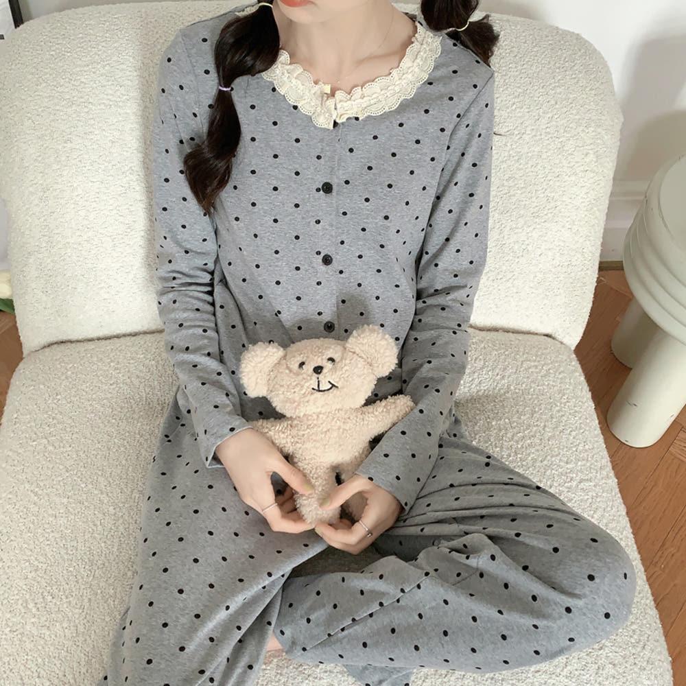 도트 잠옷 상하의세트 귀여운 홈웨어