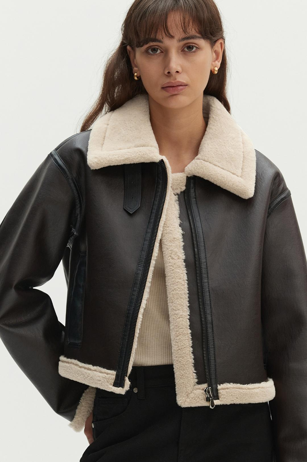 [12/27 예약배송] 에코 퍼 무스탕 자켓 브라운 MDJK025BROWN