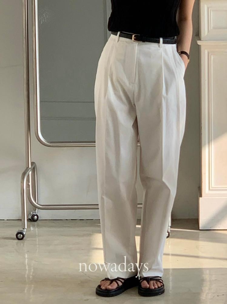 버베인 베티 핀턱 코튼 팬츠 일자 투핀턱 데일리 바지 (2col)