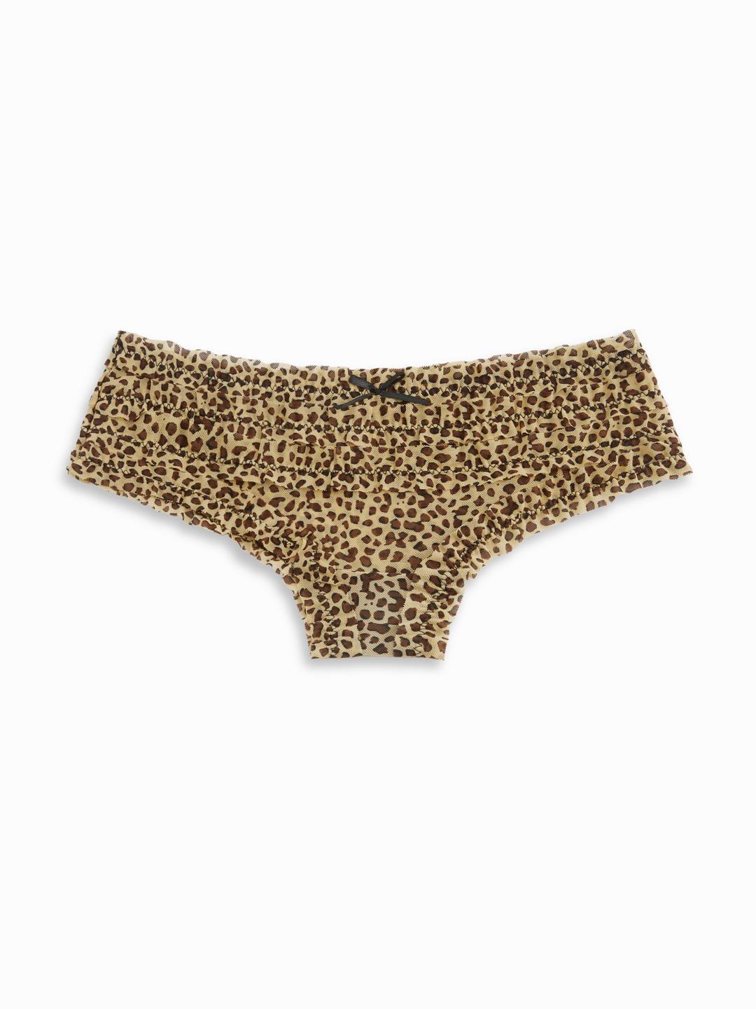 Mesh Low Rise Leopard Bowknot Brief