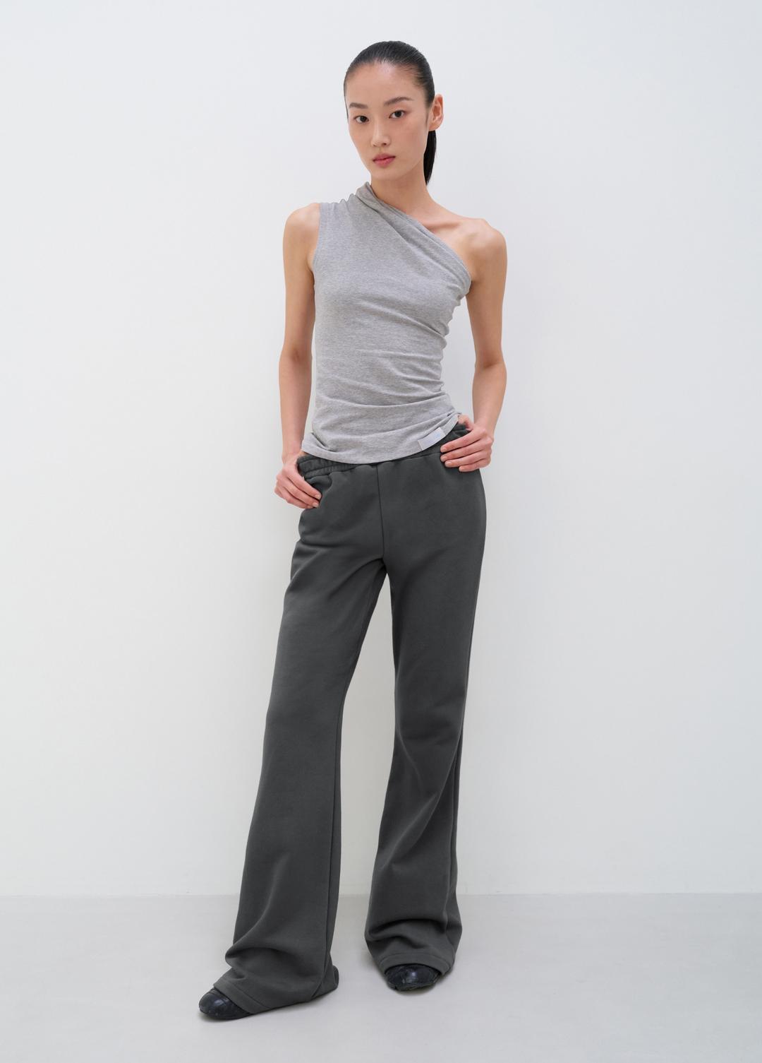 [ERA X VERISH] WOMEN DRAWSTRING FLARED SWEATPANTS - STONE GRAY