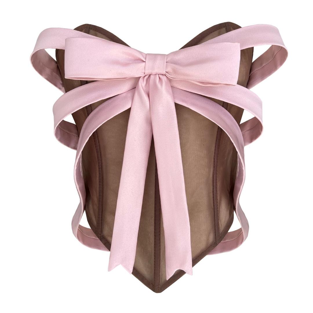 Pink & Brown Bow Corset