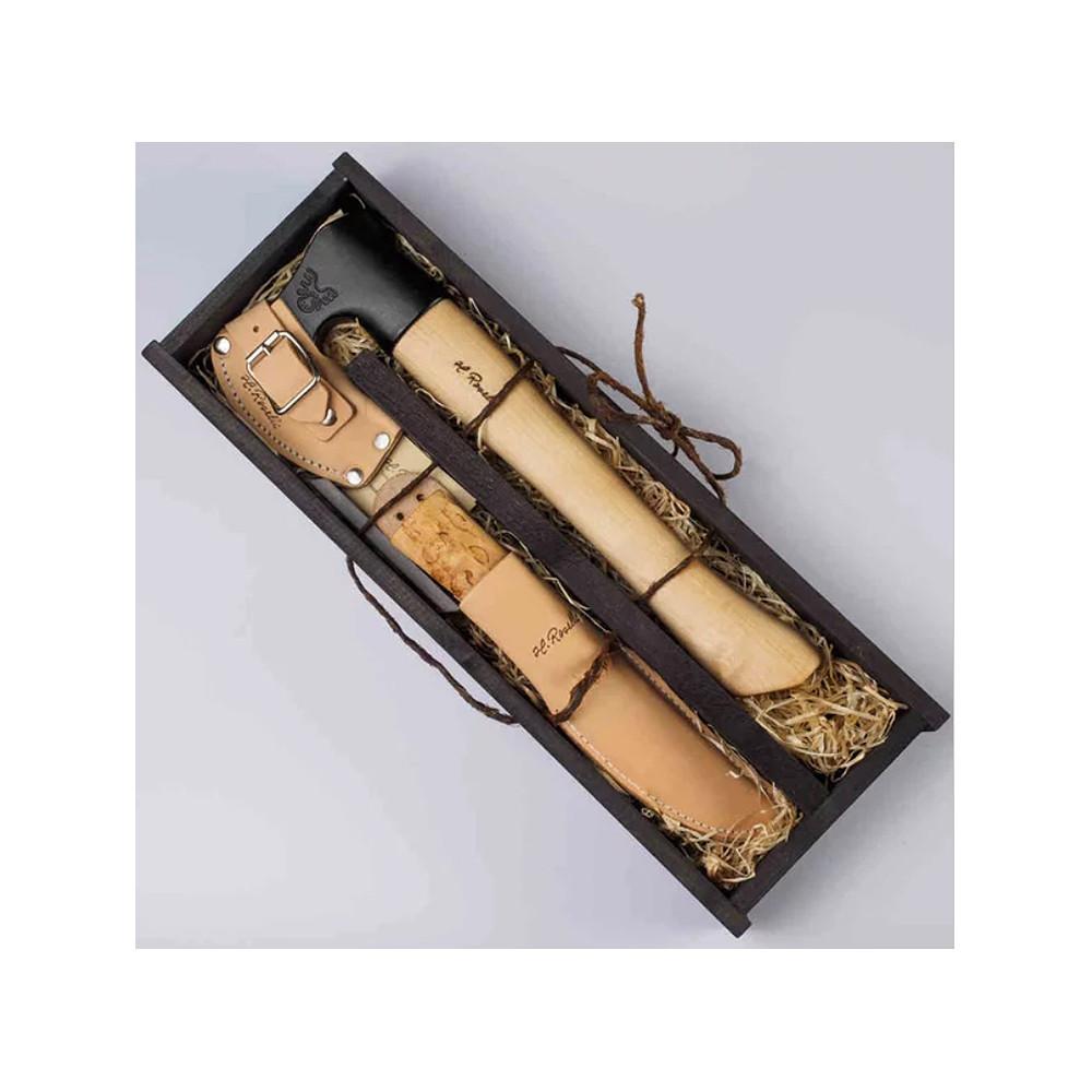 로젤리 핀란드 캠핑도끼 캠핑칼 다용도칼 선물세트 탄소강나이프 자작나무손잡이 관부가세포함