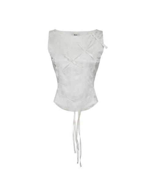 Ribbon Paneled Sleeveless White