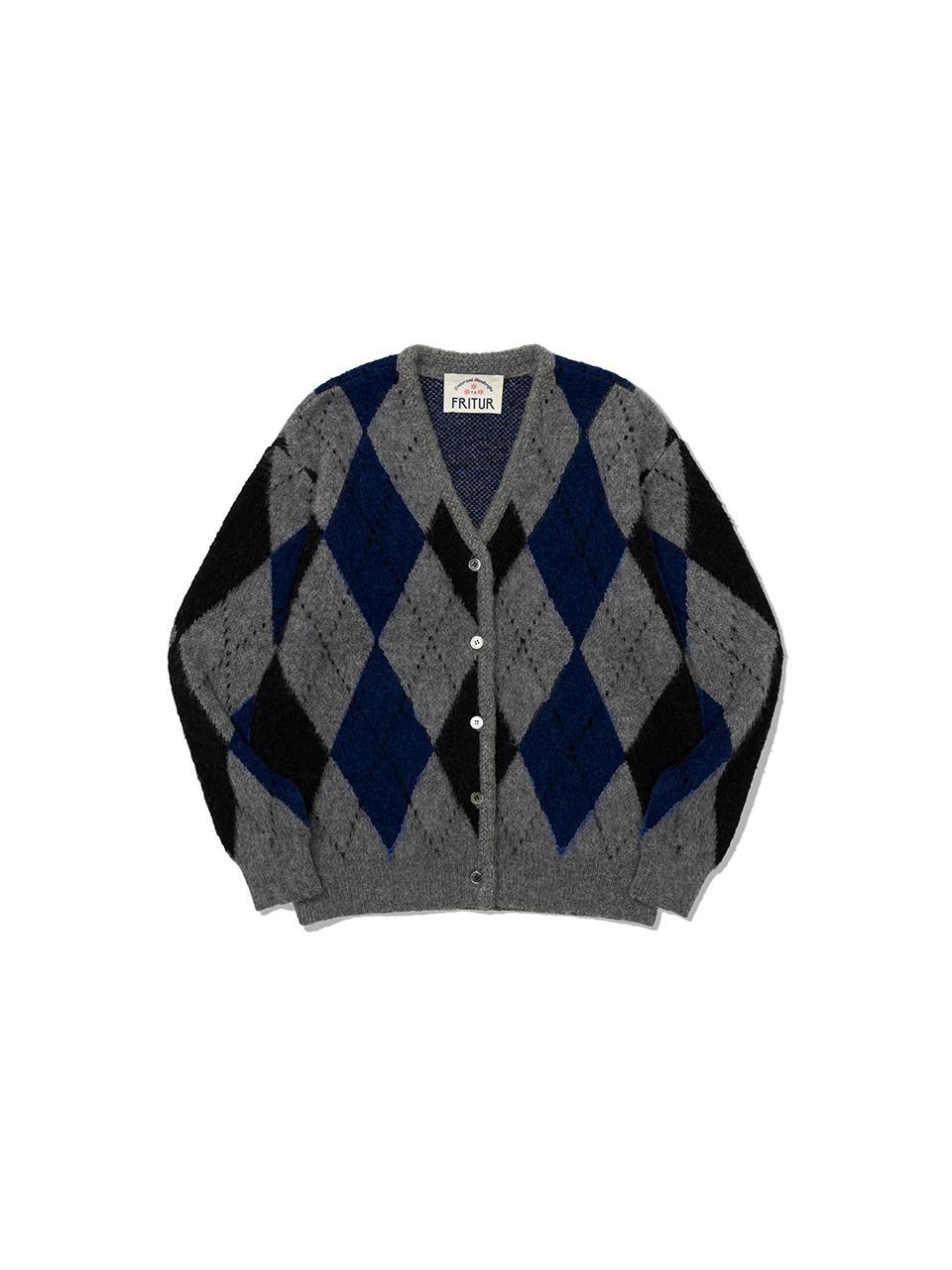 Argyle Cardigan Grey_F253KN01