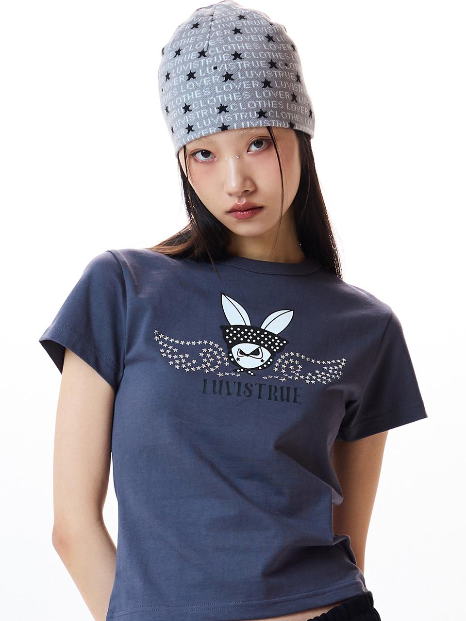 IM RUBBIT TEE(CHARCOAL)