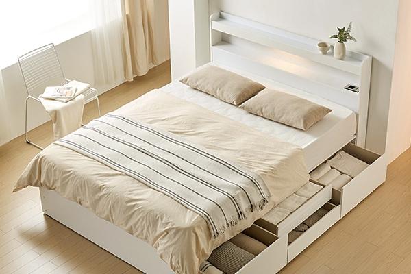 [1만원쿠폰] 클레어 LED 2단 수납침대+매트선택 (SS/Q) 4colors