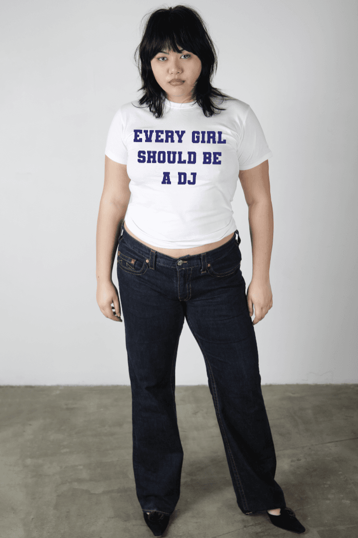 EVERY GIRL SHOULD BE A DJ BABY TEE - XS / White