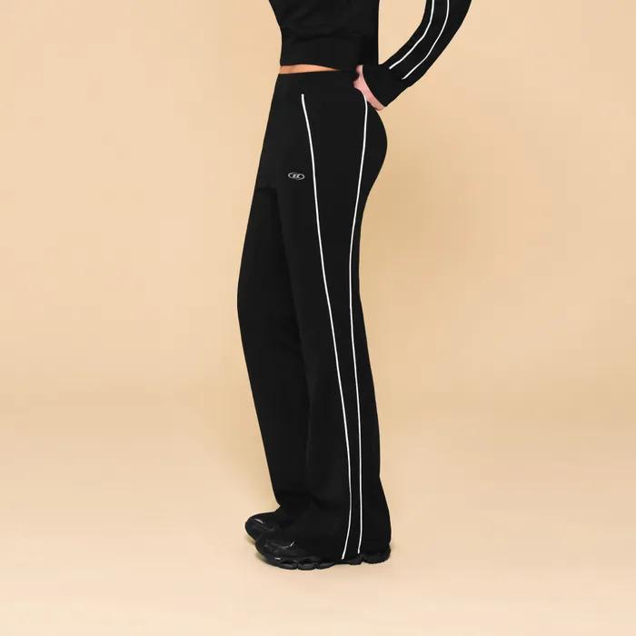 W PIPING LINE BOOTS CUT PANTS [BLACK]