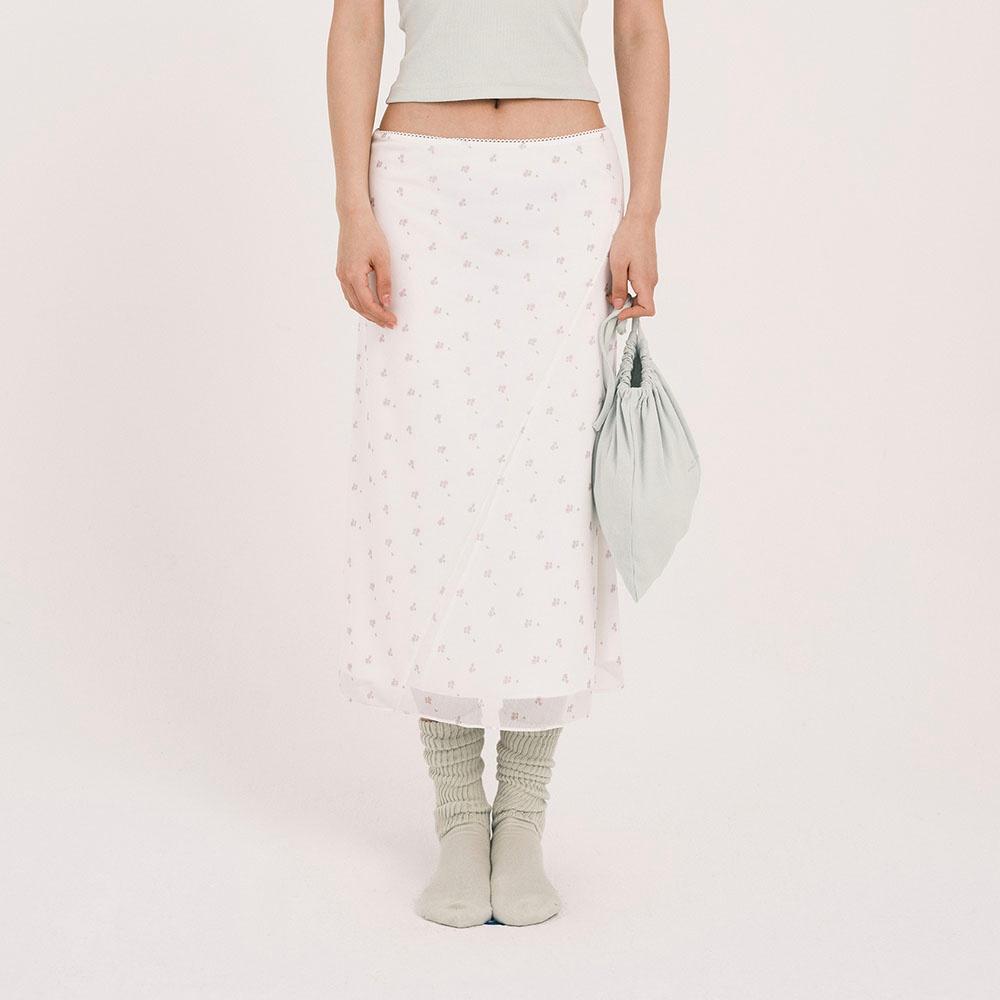GRVB_Sheer Floral Skirt (WHITE)