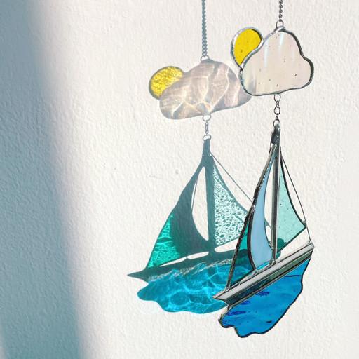 스테인드글라스 항해 돛단배 썬캐쳐