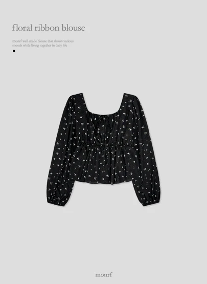 [made20/당일출고] 플로럴 리본 블라우스 1color