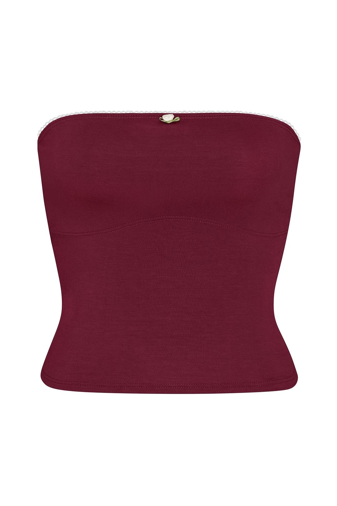 LINED CONTOUR TUBE TOP IN BORDEAUX - XS / Bordeaux