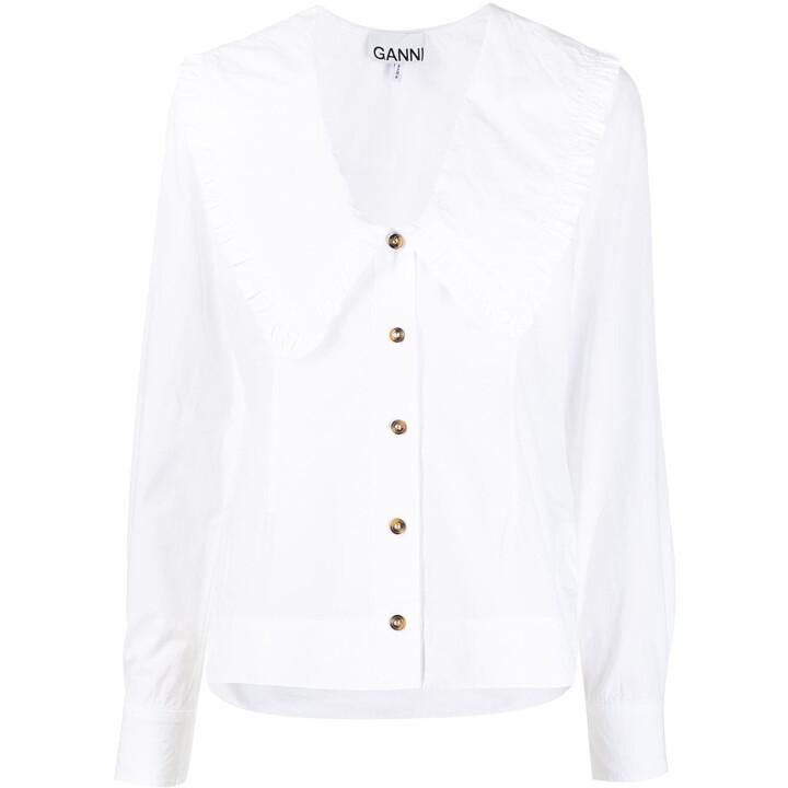 GANNI FW22 Shirt GANNI Shirts White White F5778COTTON151