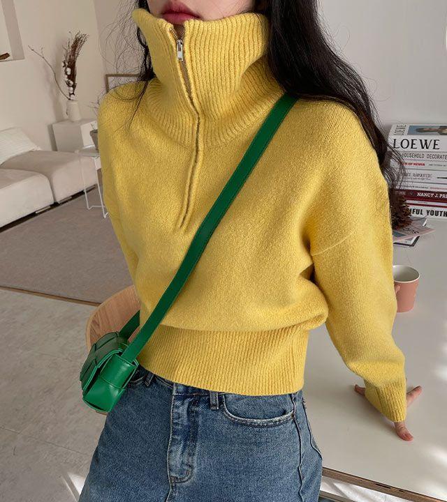 [데일리/국내제작] 스캇 포근 컬러 반집업 니트