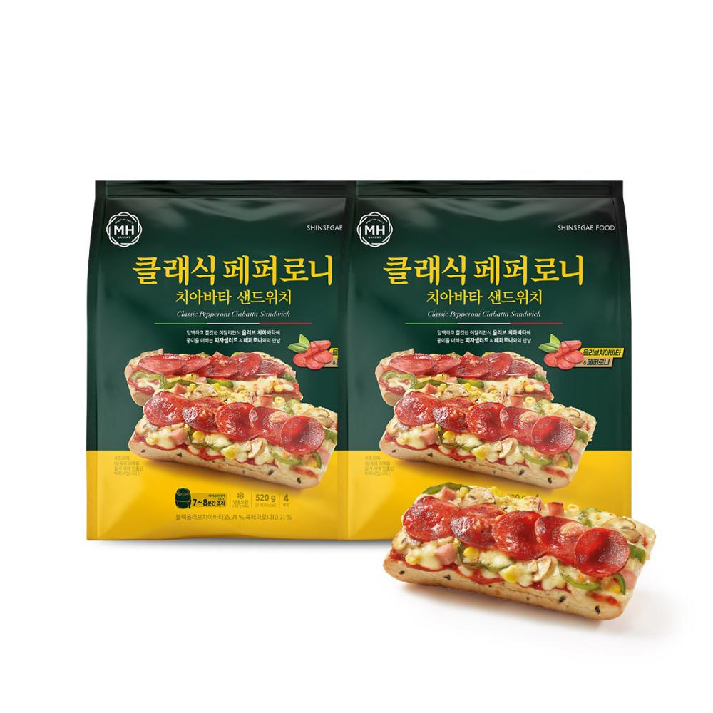 [메가세일] 밀크앤허니 클래식 페퍼로니 치아바타 샌드위치 4입 X 2팩 세트 (23.07.12까지)