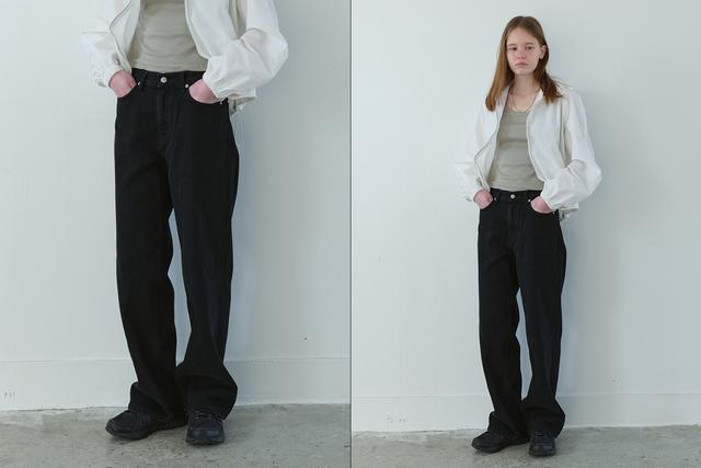 Washed black denim