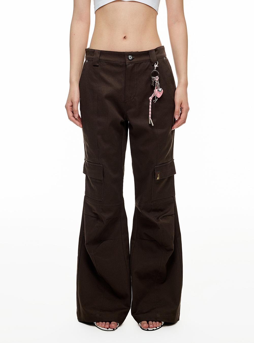 Dark Olive Flare Cotton Pants