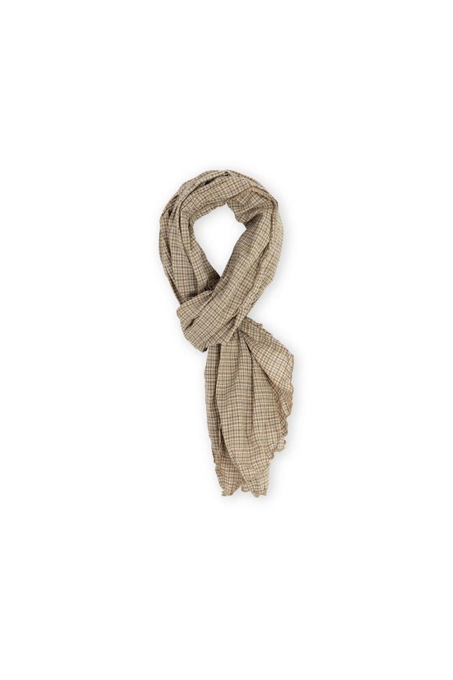 Washed Scarf, Beige Check