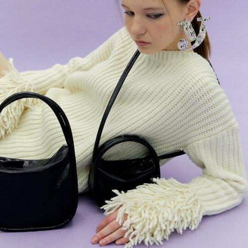 micro oval bag (crinkle black)