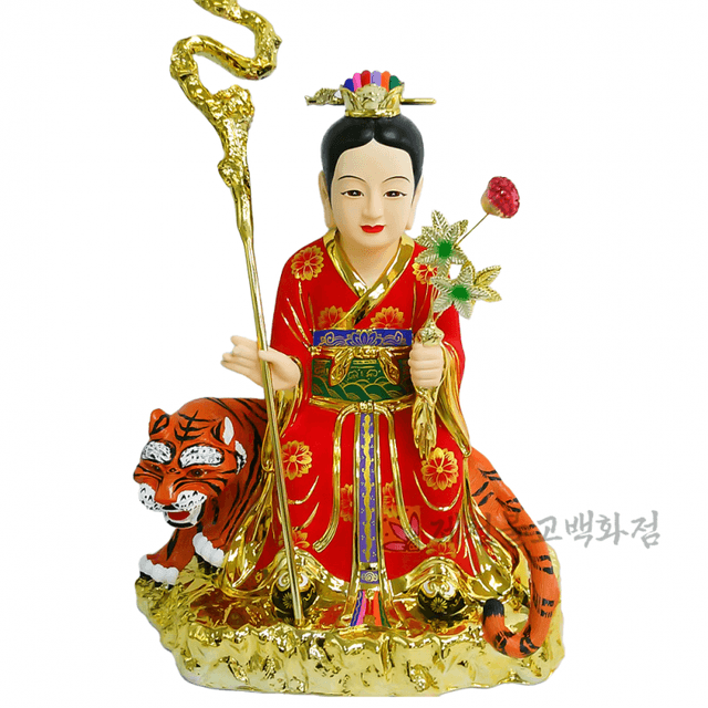 [D167]2자반여산신불상,도금단청