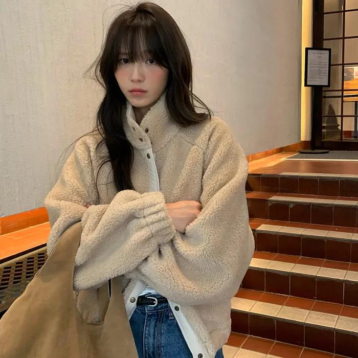 Cozy fit fleece pocket jumper_beige