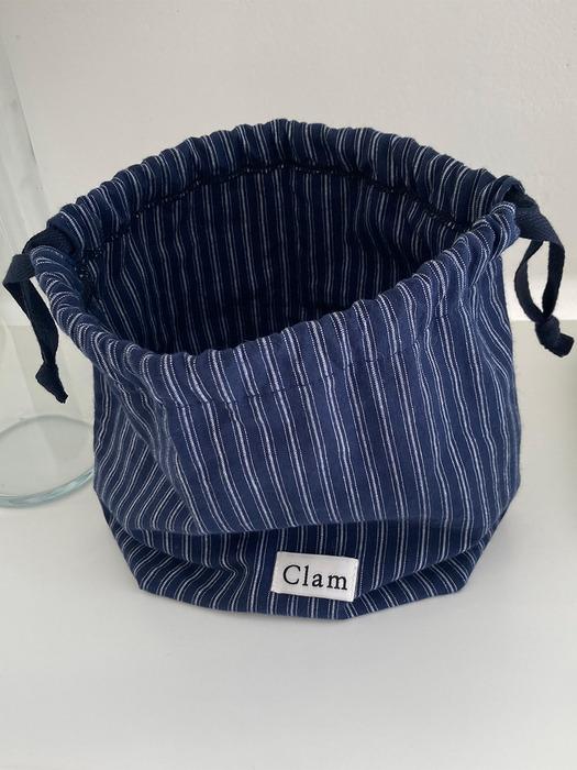 Clam string pouch _ Navy stripe