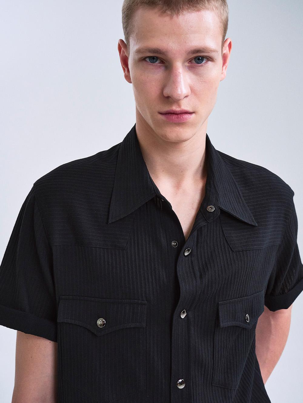 (5월30일 배송)Western Short Sleeve Shirt (Black)