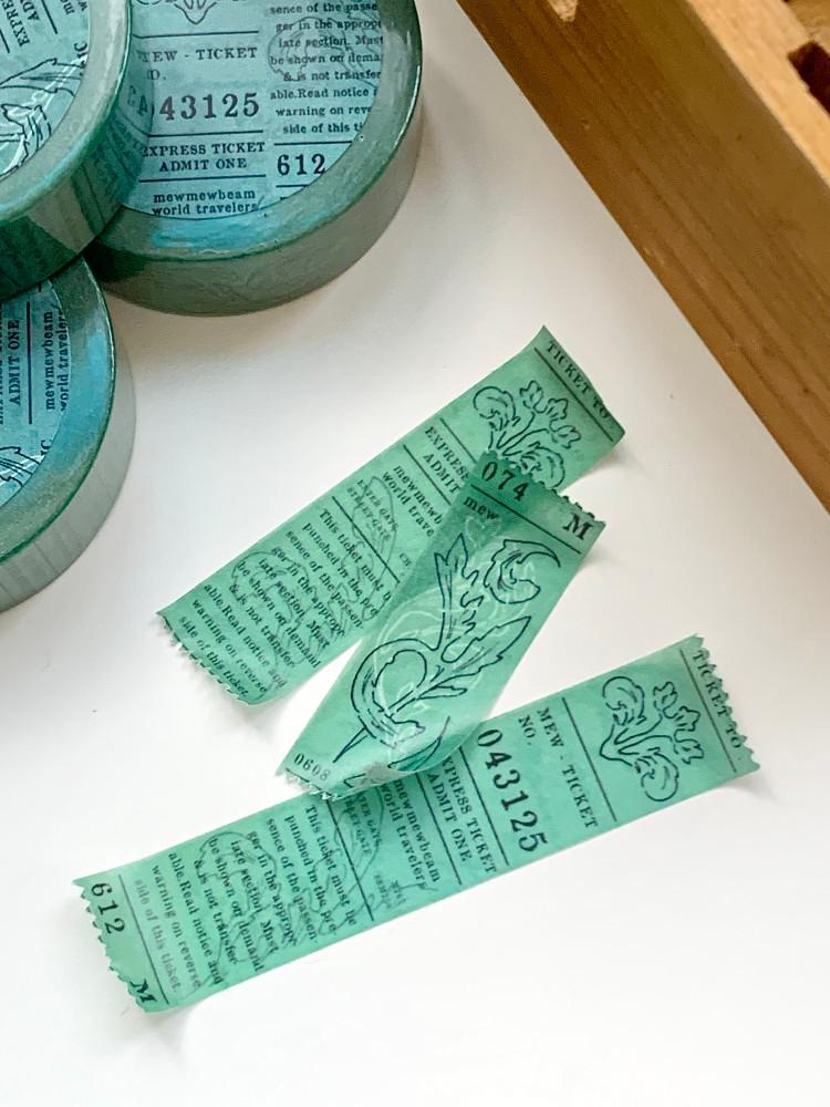 [mewmewbeam] vintage ticket masking tape - green