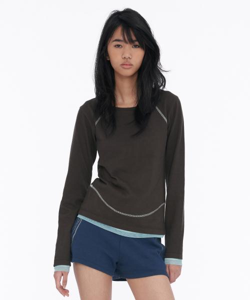 Layered Edge Top Charcoal