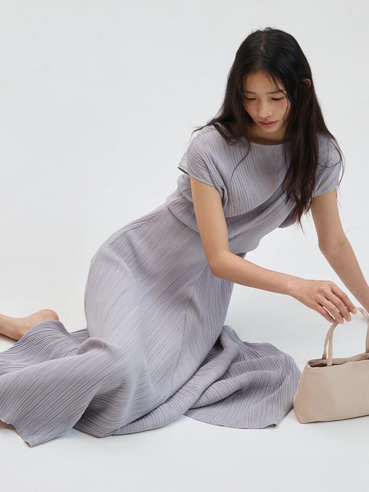 [9차 리오더][아뜰리에] 뮤트 플리티드 드레스_그레이