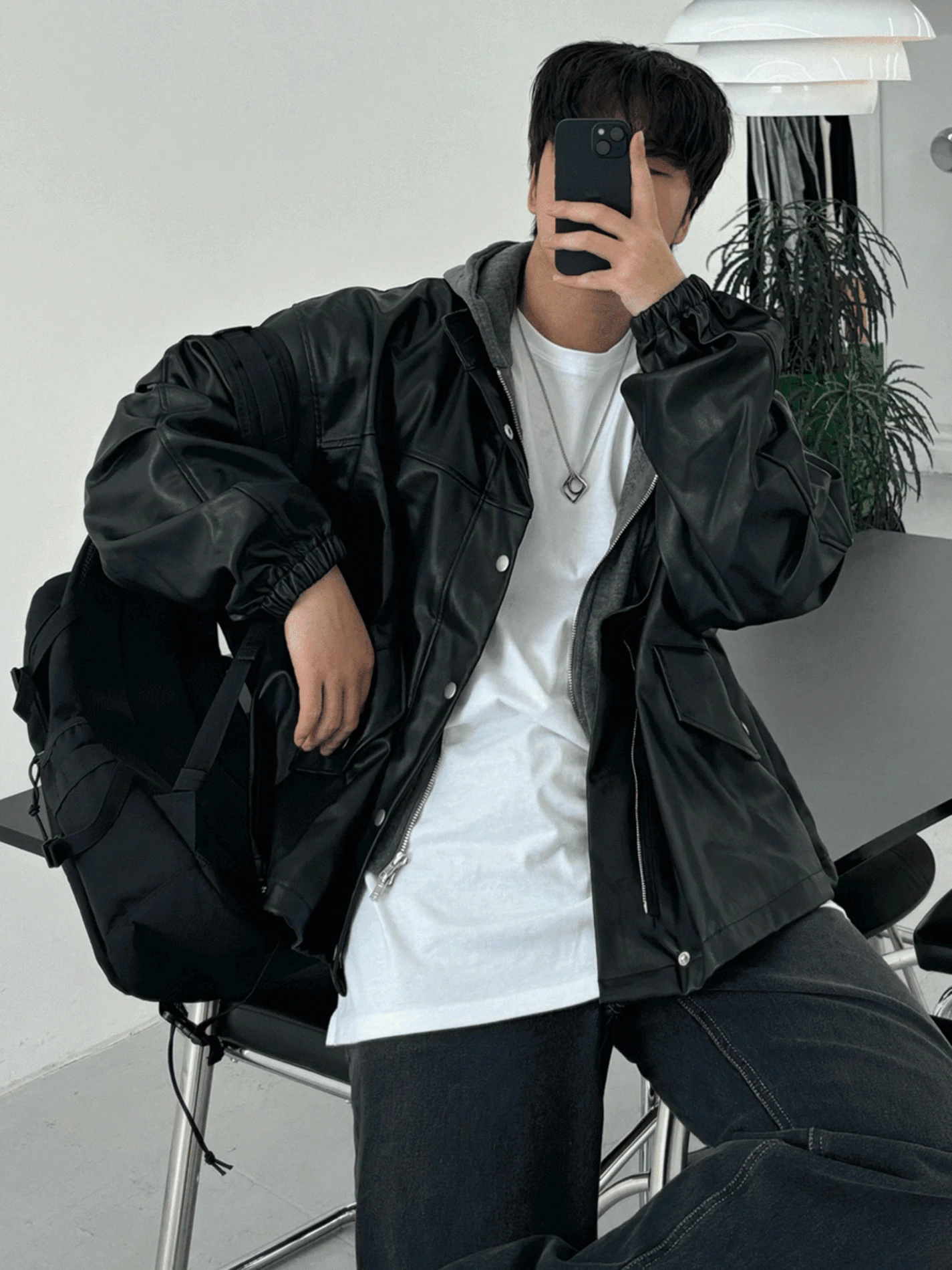 네버 탈부착 후드 라이더 자켓