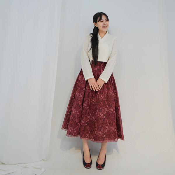 [skirt] 수국 k랩스커트 허리치마_와인