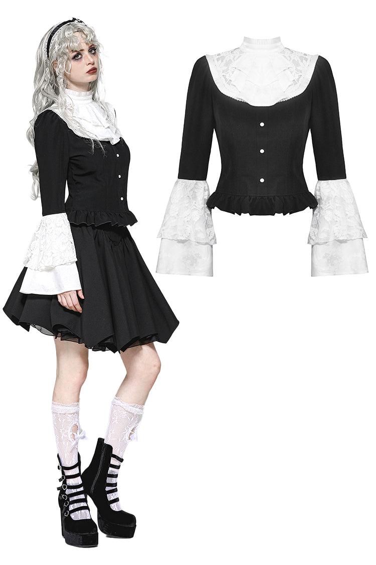 Elegant Gothic Black and White Doll Blouse IW123 - S