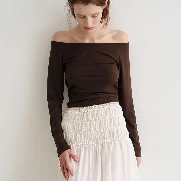 SMOKE FLARE LONG SKIRT_IVORY_OF1C2XSK04IVY