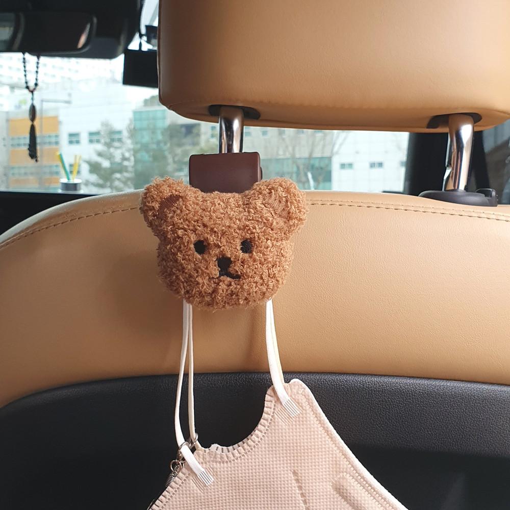 곰돌이 차량용 걸이 2colors 헤드레스트 마스크 걸이 자동차 고리 후크 가방