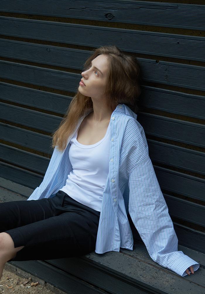 Pansy Stripe Shirt (White Stripe)
