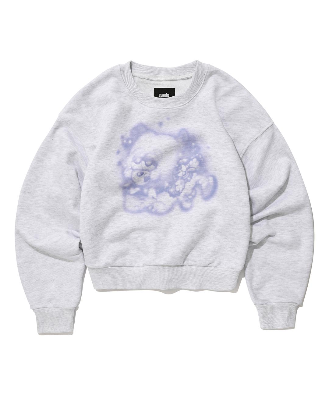 AIRBRUSH DOG CROP CREWNECK [MELANGE GRAY]
