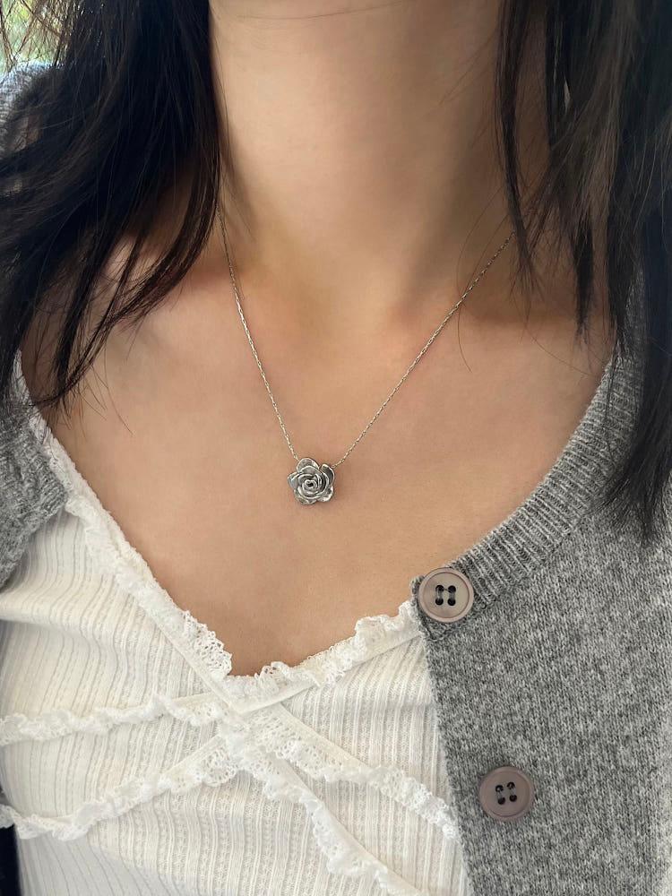 [전체 써지컬스틸] 플럼피 로즈 목걸이