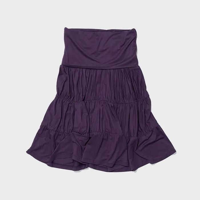 PWC JERSEY SHIRRING TIERED MIDI SKIRT_MIDNIGHT PLUM
