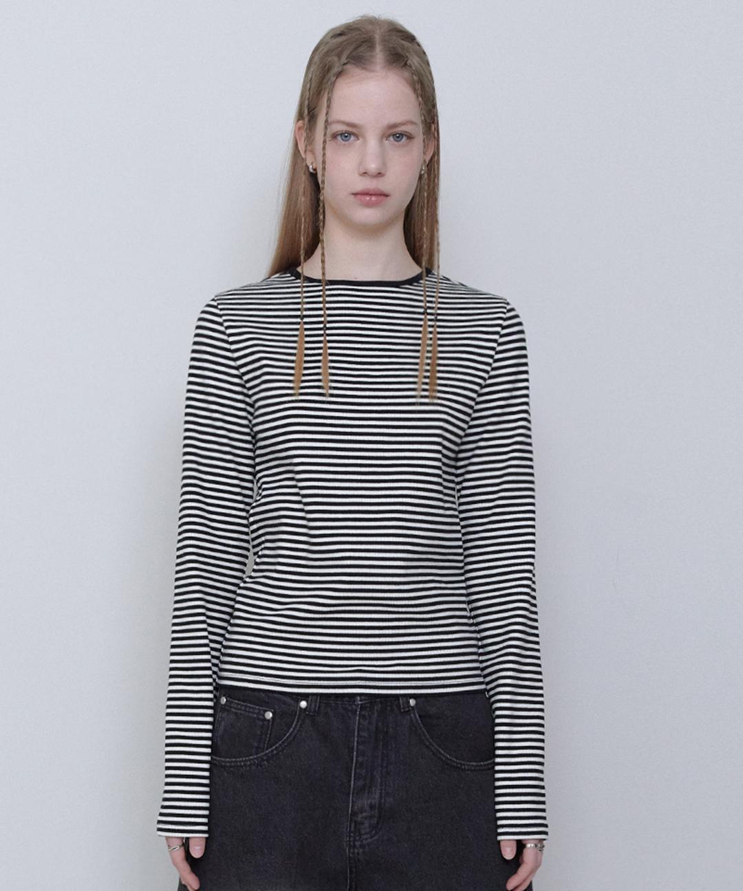 BASIC STRIPE LONG SLEEVE [BLACK]