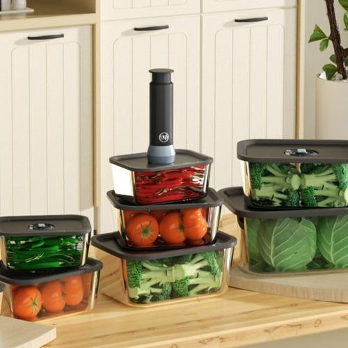 오라플 진공 유리 밀폐용기 3종세트 전자렌지 냉동 보관 반찬통