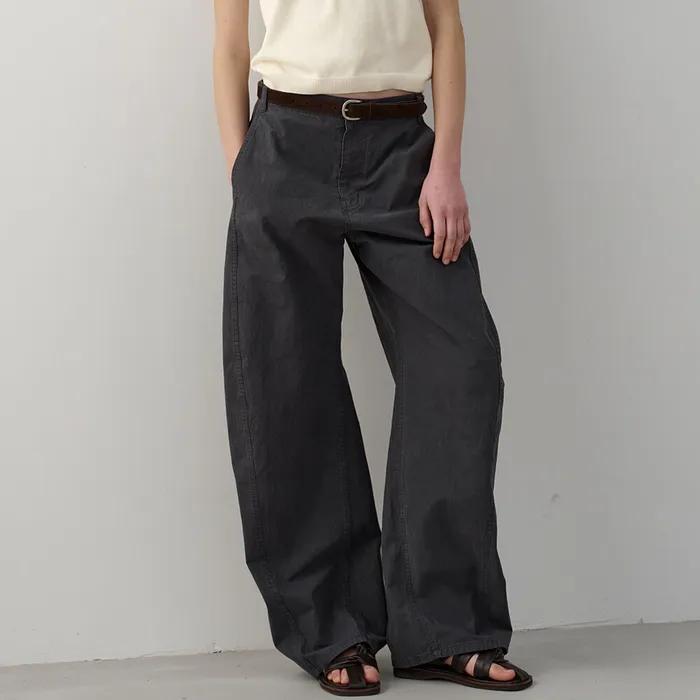 [3차 5/6예약배송] 빈티지 코튼 배럴 팬츠_charcoal